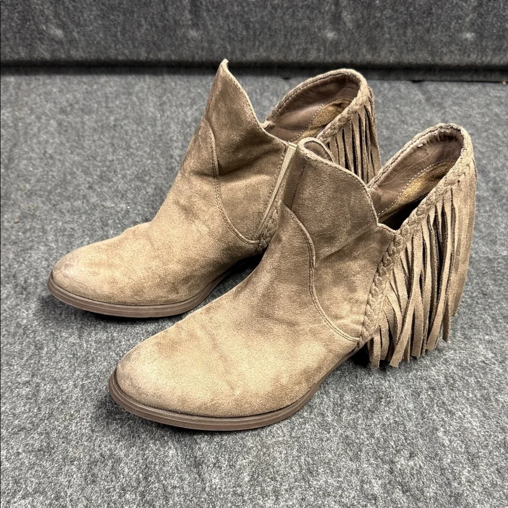 Not Rated Tan Fringe Ankle Booties - Picture 5 of 9